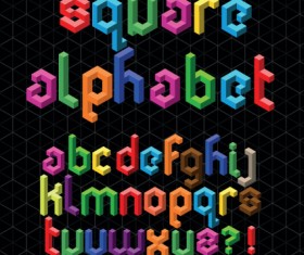 Set of Colorful Alphabet and numbers design vector 07