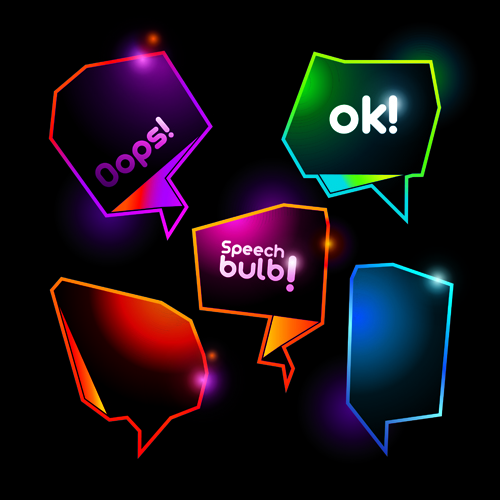 Shiny Colorful Speech Bubbles vector material 01