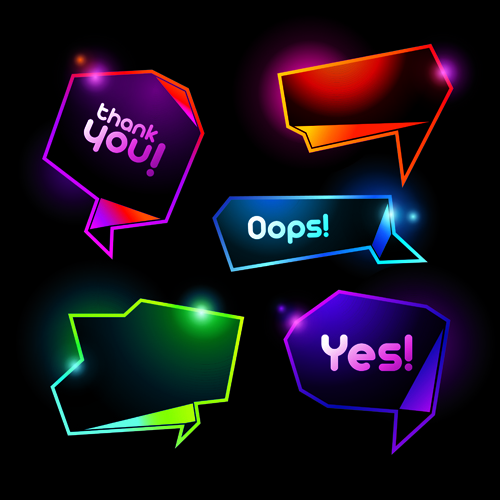 Shiny Colorful Speech Bubbles vector material 02