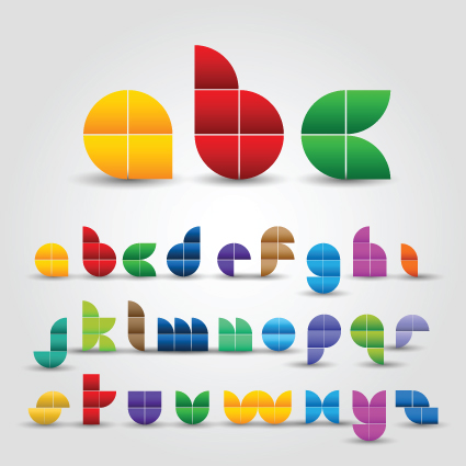 Creative Colorful decorative alphabet vector graphics 01