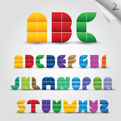 Creative Colorful decorative alphabet vector graphics 02
