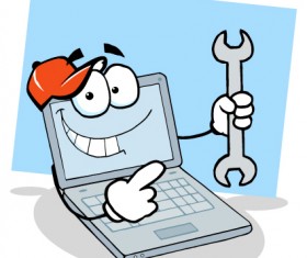Funny Computer repair service elements vector 03