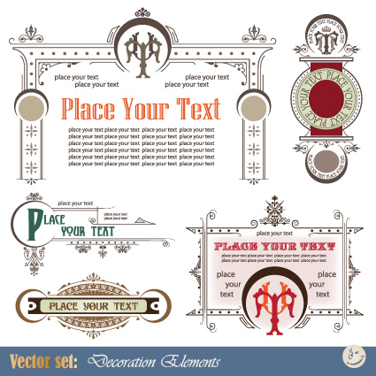 Decoration frames with label elements vector