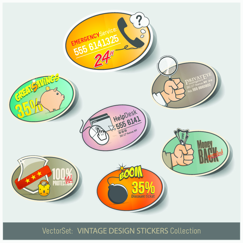 Personality stickers design elements vector 03