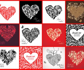 Different Heart design elements vector