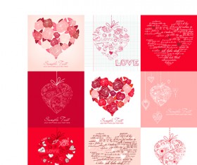 Different Valentine hearts cards vector