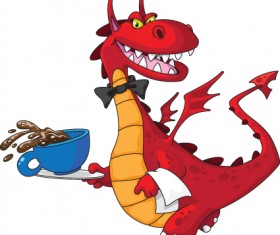 lovely Dragon cartoon elements vector 01