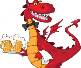 lovely Dragon cartoon elements vector 02