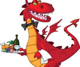 lovely Dragon cartoon elements vector 04