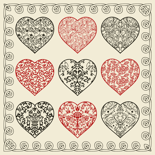 Drawing Heart Valentine day design elements vector
