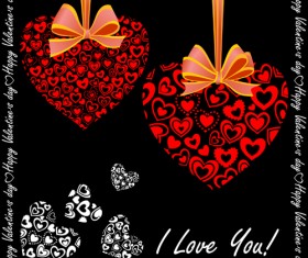 Elegant hearts Valentine ornaments art vector 01