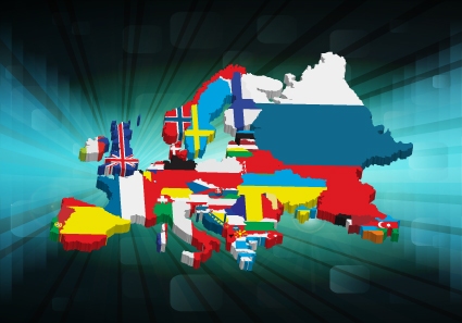 Set of Flags and continents elements vector 01
