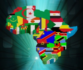 Set of Flags and continents elements vector 02