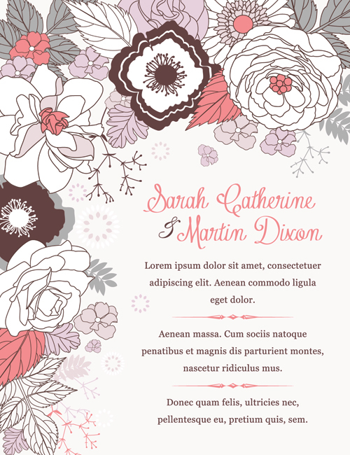 Hand drawn Floral Cards art design vector 01