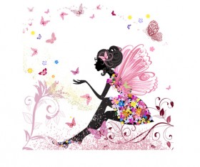 Floral girls with Valentine vector 03