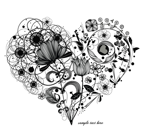 Creative Floral hearts design vector graphics 02