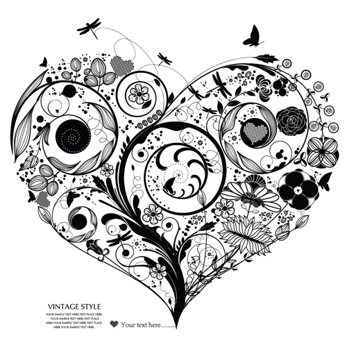 Creative Floral hearts design vector graphics 03