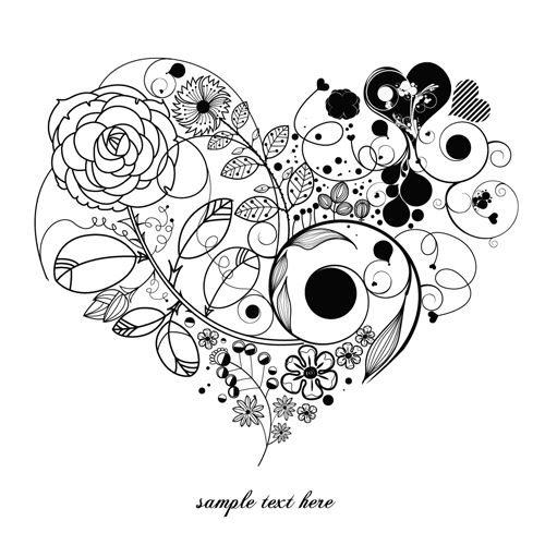 Creative Floral hearts design vector graphics 04
