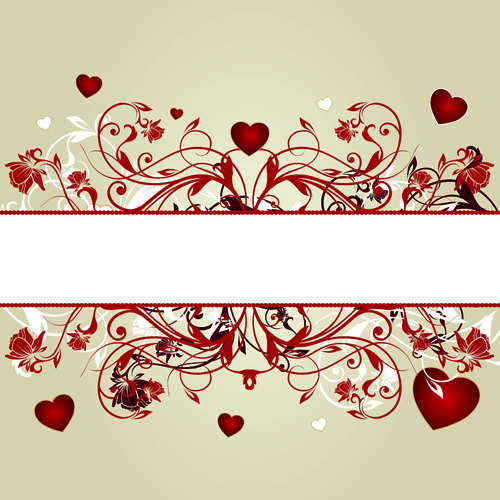 Floral hearts Valentine day vector backgrounds 01