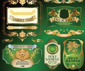 Gold label with retro style vector set 03