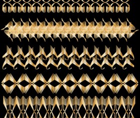 Set of Golden border and ornament design vector 01