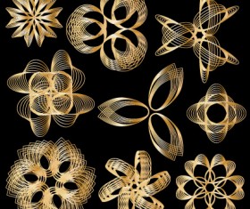Set of Golden border and ornament design vector 02