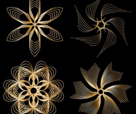 Set of Golden border and ornament design vector 03