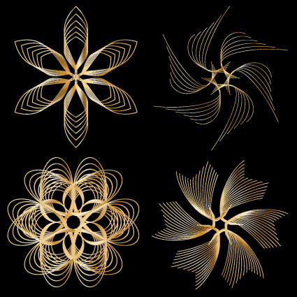 Set of Golden border and ornament design vector 03