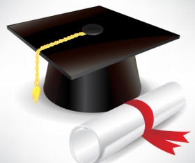 Elements of Graduation cap and diploma design vector material 02