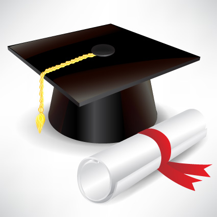 Elements of Graduation cap and diploma design vector material 02