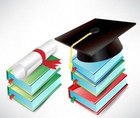 Elements of Graduation cap and diploma design vector material 03