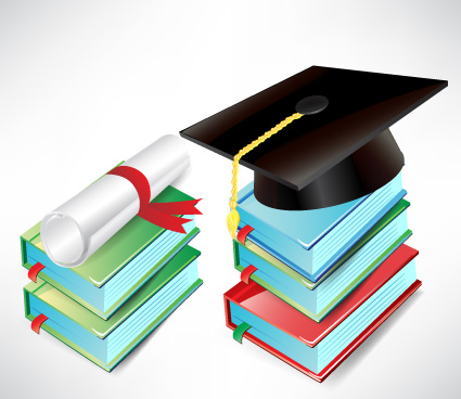 Elements of Graduation cap and diploma design vector material 03