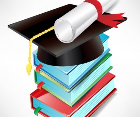 Elements of Graduation cap and diploma design vector material 04