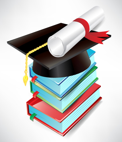 Elements of Graduation cap and diploma design vector material 04