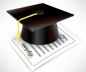 Elements of Graduation cap and diploma design vector material 05