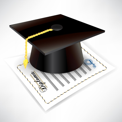 Elements of Graduation cap and diploma design vector material 05