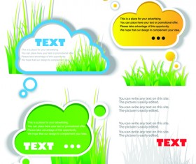 Green grass with cloud for text vector material 01