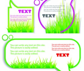 Green grass with cloud for text vector material 02