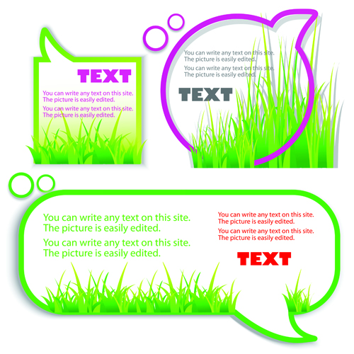 Green grass with cloud for text vector material 02