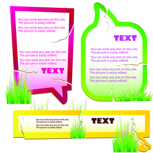 Green grass with cloud for text vector material 04