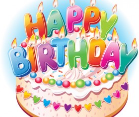 Happy Birthday elements cover Balloons and cake vector 03