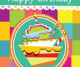 vector set of Happy birthday cake card material 01