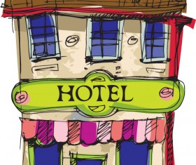 Hand drawn funny Hotel vector graphics 01