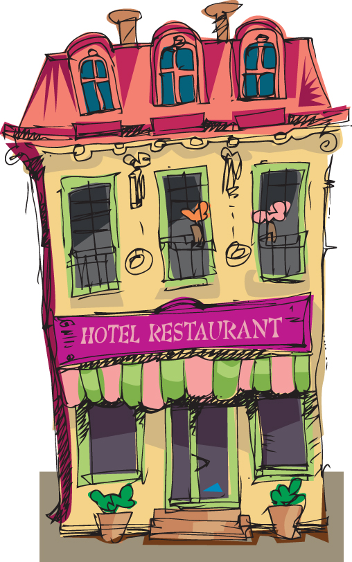 Hand drawn funny Hotel vector graphics 02