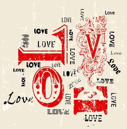 Set of Vintage Love design elements vector 02