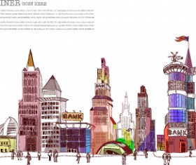 Hand drawn Megalopolis design vector 01