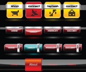 Dark color Menu button for website vector 01