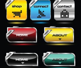 Dark color Menu button for website vector 02