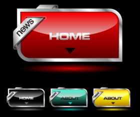 Dark color Menu button for website vector 03