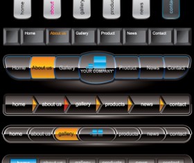 Dark color Menu button for website vector 04